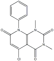 5-chloro-1,3-dimethyl-8-phenyl-1,2,3,4,7,8-hexahydropyrido[2,3-d]pyrimidine-2,4,7-trione Struktur