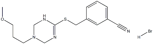 3-({[5-(3-methoxypropyl)-1,4,5,6-tetrahydro-1,3,5-triazin-2-yl]thio}methyl)benzonitrile hydrobromide Struktur