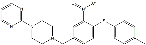 2-(4-{4-[(4-methylphenyl)sulfanyl]-3-nitrobenzyl}piperazino)pyrimidine Struktur