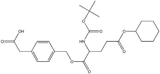 2-[4-({[2-[(tert-butoxycarbonyl)amino]-5-(cyclohexyloxy)-5-oxopentanoyl]oxy}methyl)phenyl]acetic acid Struktur