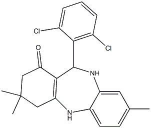 11-(2,6-dichlorophenyl)-3,3,8-trimethyl-2,3,4,5,10,11-hexahydro-1H-dibenzo[b,e][1,4]diazepin-1-one Struktur