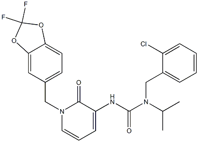 N-(2-chlorobenzyl)-N'-{1-[(2,2-difluoro-1,3-benzodioxol-5-yl)methyl]-2-oxo-1,2-dihydro-3-pyridinyl}-N-isopropylurea Struktur