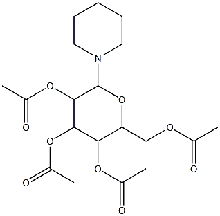 3,5-di(acetyloxy)-2-[(acetyloxy)methyl]-6-piperidinotetrahydro-2H-pyran-4-yl acetate Struktur