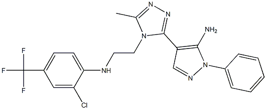 4-(4-{2-[2-chloro-4-(trifluoromethyl)anilino]ethyl}-5-methyl-4H-1,2,4-triazol-3-yl)-1-phenyl-1H-pyrazol-5-amine Struktur