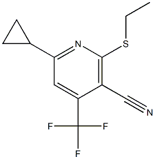 6-cyclopropyl-2-(ethylsulfanyl)-4-(trifluoromethyl)nicotinonitrile Struktur