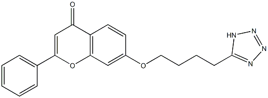 2-phenyl-7-[4-(1H-1,2,3,4-tetraazol-5-yl)butoxy]-4H-4-chromenone Struktur