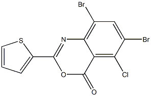 6,8-dibromo-5-chloro-2-(2-thienyl)-4H-3,1-benzoxazin-4-one Struktur