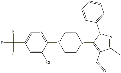 5-{4-[3-chloro-5-(trifluoromethyl)-2-pyridinyl]piperazino}-3-methyl-1-phenyl-1H-pyrazole-4-carbaldehyde Struktur