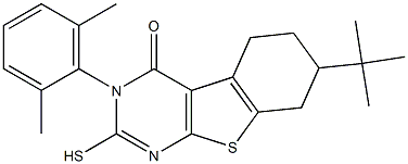 7-tert-Butyl-3-(2,6-dimethyl-phenyl)-2-mercapto-5,6,7,8-tetrahydro-3H-benzo[4,5]thieno[2,3-d]pyrimidin-4-one Struktur