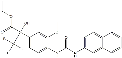 ethyl 3,3,3-trifluoro-2-hydroxy-2-(3-methoxy-4-{[(2-naphthylamino)carbonyl]amino}phenyl)propanoate Struktur