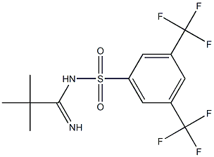 N1-(2,2-dimethylpropanimidoyl)-3,5-di(trifluoromethyl)benzene-1-sulfonamide Struktur