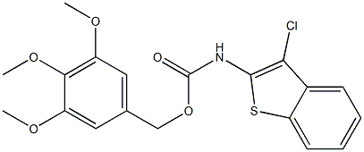 3,4,5-trimethoxybenzyl N-(3-chlorobenzo[b]thiophen-2-yl)carbamate Struktur