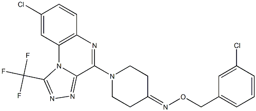 1-[8-chloro-1-(trifluoromethyl)[1,2,4]triazolo[4,3-a]quinoxalin-4-yl]tetrahydro-4(1H)-pyridinone O-(3-chlorobenzyl)oxime Struktur