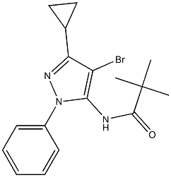 N1-(4-bromo-3-cyclopropyl-1-phenyl-1H-pyrazol-5-yl)-2,2-dimethylpropanamide Struktur