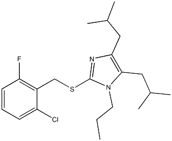 2-[(2-chloro-6-fluorobenzyl)sulfanyl]-4,5-diisobutyl-1-propyl-1H-imidazole Struktur