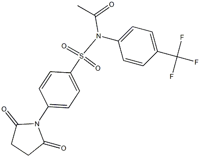 N1-acetyl-N1-[4-(trifluoromethyl)phenyl]-4-(2,5-dioxotetrahydro-1H-pyrrol-1-yl)benzene-1-sulfonamide Struktur