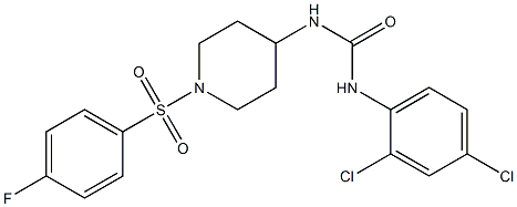 N-(2,4-dichlorophenyl)-N'-{1-[(4-fluorophenyl)sulfonyl]-4-piperidinyl}urea Struktur