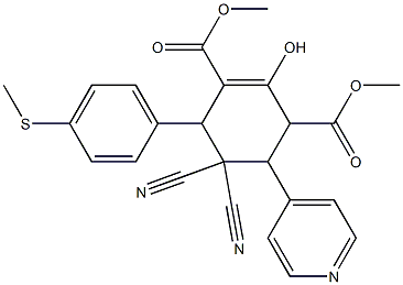 dimethyl 5,5-dicyano-2-hydroxy-6-[4-(methylsulfanyl)phenyl]-4-(4-pyridinyl)-1-cyclohexene-1,3-dicarboxylate Struktur