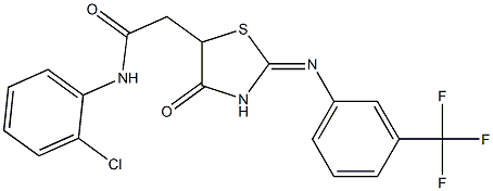 N1-(2-chlorophenyl)-2-(4-oxo-2-{[3-(trifluoromethyl)phenyl]imino}-1,3-thiaz olan-5-yl)acetamide Struktur