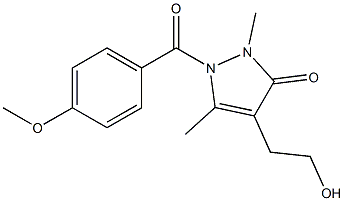 4-(2-hydroxyethyl)-1-(4-methoxybenzoyl)-2,5-dimethyl-1,2-dihydro-3H-pyrazol-3-one Struktur