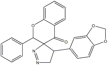 4',5'-dihydro-4'-(3,4-methylenedioxyphenyl)-2-phenyl-spiro[2H-1-benzopyran-3(4H),3'-[3H]pyrazol]-4-one Struktur