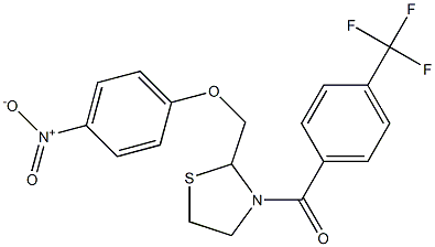 {2-[(4-nitrophenoxy)methyl]-1,3-thiazolan-3-yl}[4-(trifluoromethyl)phenyl]methanone Struktur