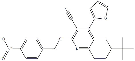 6-(tert-butyl)-2-[(4-nitrobenzyl)sulfanyl]-4-(2-thienyl)-5,6,7,8-tetrahydro-3-quinolinecarbonitrile Struktur