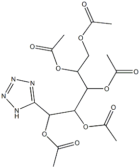 2,3-di(acetyloxy)-1-[1,2-di(acetyloxy)ethyl]-3-(1H-1,2,3,4-tetraazol-5-yl)propyl acetate Struktur