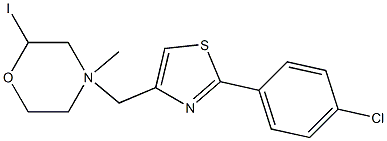 4-{[2-(4-chlorophenyl)-1,3-thiazol-4-yl]methyl}-4-methyl-1,4-oxazinan-4-ium iodide Struktur