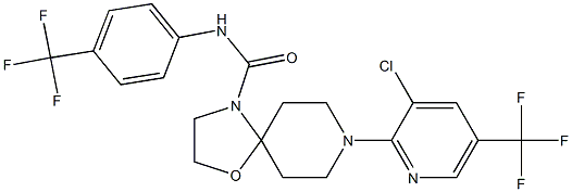 8-[3-chloro-5-(trifluoromethyl)-2-pyridinyl]-N-[4-(trifluoromethyl)phenyl]-1-oxa-4,8-diazaspiro[4.5]decane-4-carboxamide Struktur