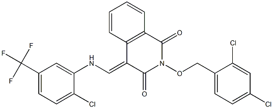 4-{[2-chloro-5-(trifluoromethyl)anilino]methylene}-2-[(2,4-dichlorobenzyl)oxy]-1,3(2H,4H)-isoquinolinedione Struktur