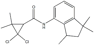 2,2-dichloro-3,3-dimethyl-N-(1,1,3-trimethyl-2,3-dihydro-1H-inden-4-yl)cyclopropanecarboxamide Struktur