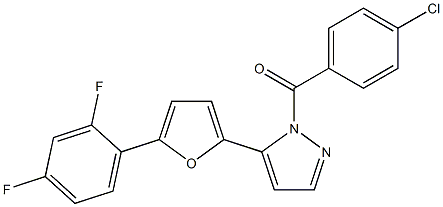 (4-chlorophenyl){5-[5-(2,4-difluorophenyl)-2-furyl]-1H-pyrazol-1-yl}methano ne Struktur