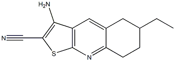 3-amino-6-ethyl-5,6,7,8-tetrahydrothieno[2,3-b]quinoline-2-carbonitrile Struktur