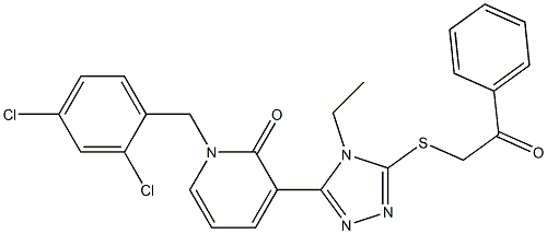 1-(2,4-dichlorobenzyl)-3-{4-ethyl-5-[(2-oxo-2-phenylethyl)sulfanyl]-4H-1,2,4-triazol-3-yl}-2(1H)-pyridinone Struktur