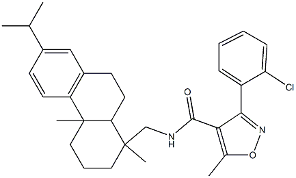 N4-[(7-isopropyl-1,4a-dimethyl-1,2,3,4,4a,9,10,10a-octahydrophenanthren-1-y l)methyl]-3-(2-chlorophenyl)-5-methylisoxazole-4-carboxamide Struktur