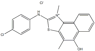 2-(4-chloroanilino)-5-hydroxy-1,4-dimethylnaphtho[1,2-d][1,3]thiazol-1-ium  chloride Struktur