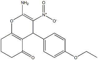 2-amino-4-(4-ethoxyphenyl)-3-nitro-4,6,7,8-tetrahydro-5H-chromen-5-one Struktur