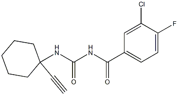 N-(3-chloro-4-fluorobenzoyl)-N'-(1-eth-1-ynylcyclohexyl)urea Struktur