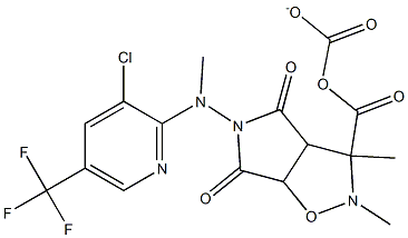 dimethyl 5-[[3-chloro-5-(trifluoromethyl)-2-pyridinyl](methyl)amino]-4,6-dioxotetrahydro-2H-pyrrolo[3,4-d]isoxazole-3,3(3aH)-dicarboxylate Struktur