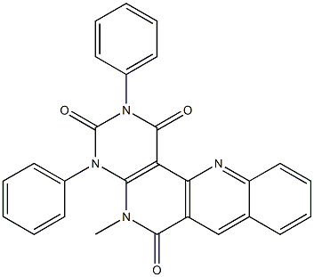 5-methyl-2,4-diphenyl-1,2,3,4,5,6-hexahydrobenzo[b]pyrimido[4,5-h][1,6]naphthyridine-1,3,6-trione Struktur