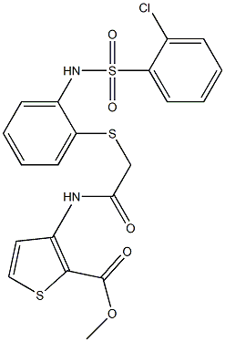 methyl 3-({2-[(2-{[(2-chlorophenyl)sulfonyl]amino}phenyl)sulfanyl]acetyl}amino)-2-thiophenecarboxylate Struktur