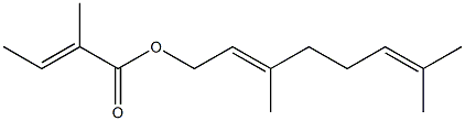 3,7-dimethylocta-2,6-dienyl 2-methylbut-2-enoate Struktur