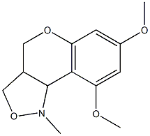 7-methoxy-1-methyl-1,3a,4,9b-tetrahydro-3H-chromeno[4,3-c]isoxazol-9-yl methyl ether Struktur