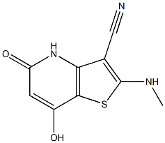 7-hydroxy-2-(methylamino)-5-oxo-4,5-dihydrothieno[3,2-b]pyridine-3-carbonitrile Struktur