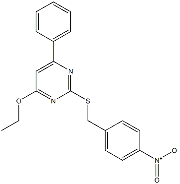 4-ethoxy-2-[(4-nitrobenzyl)thio]-6-phenylpyrimidine Struktur