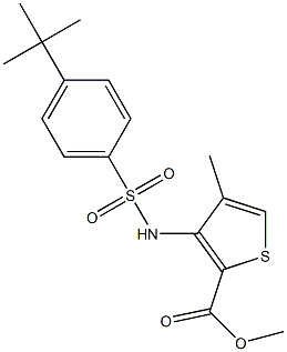 methyl 3-({[4-(tert-butyl)phenyl]sulfonyl}amino)-4-methylthiophene-2-carboxylate Struktur