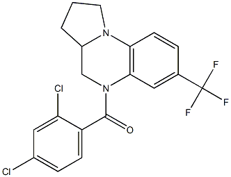 (2,4-dichlorophenyl)[7-(trifluoromethyl)-2,3,3a,4-tetrahydropyrrolo[1,2-a]quinoxalin-5(1H)-yl]methanone Struktur