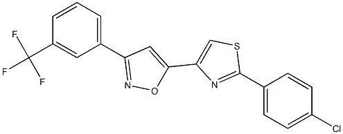 5-[2-(4-chlorophenyl)-1,3-thiazol-4-yl]-3-[3-(trifluoromethyl)phenyl]isoxazole Struktur