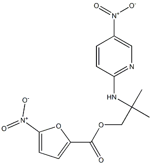 2-methyl-2-[(5-nitro-2-pyridyl)amino]propyl 5-nitro-2-furoate Struktur